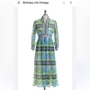 Avalon Blue and Green Floral Long Sleeve Dress